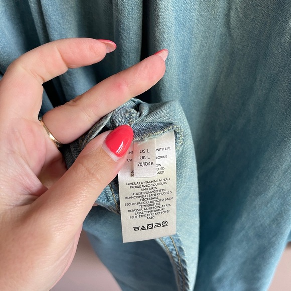 Free People, We The Free Denim Shirt, Louise Denim Top, Large - Picture 10 of 11